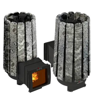 Фото Дровяная банная печь Grill'D Cometa Vega 180 Long Window Max Stone Pro (Серпентинит) в магазине Woodson