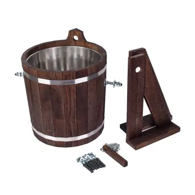 Обливное устройство Woodson с нержавеющей вставкой, 12 л., дуб в тёмном