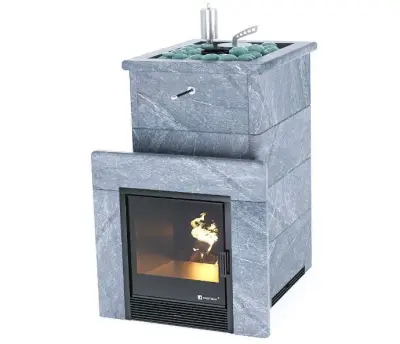 Фото Печь «Сочи» в полноценном кожухе с открытым верхом Талькохлорит в магазине Woodson Фото Печь «Сочи» в полноценном кожухе с открытым верхом Талькохлорит в магазине Woodson