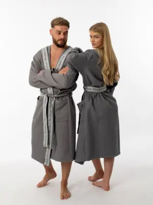 Халат вафельный Woodson, gray (56) Халат вафельный Woodson, gray (56)