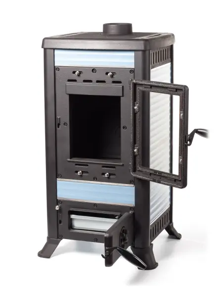 Фото Печь чугунная KLEMENS I голубой в магазине Woodson Фото Печь чугунная KLEMENS I голубой в магазине Woodson