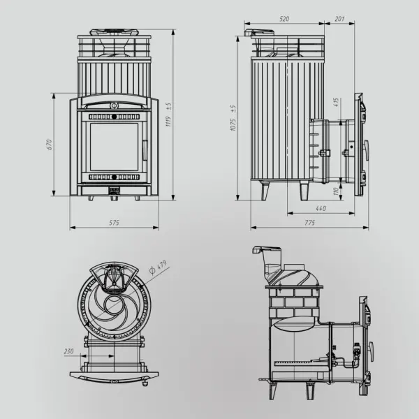 Фото Печь банная "Атмосфера XL" Талькохлорит ламель+сетка с газовой горелкой в магазине Woodson