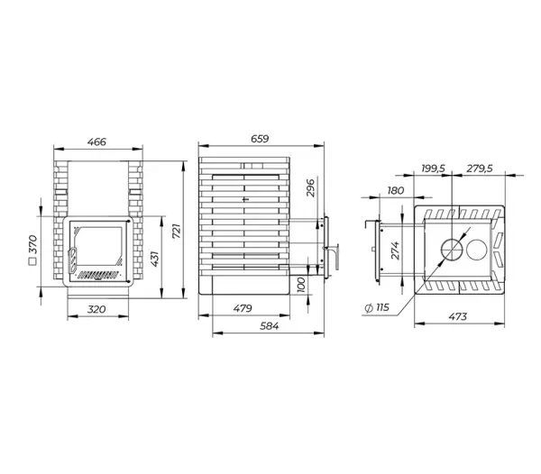 Фото Печь банная "РАДА ТЕРМА 2026" ОК 6мм 20M, дверца стальная в магазине Woodson