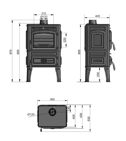 Фото Печь-камин Везувий LV-12 "Антрацит" в магазине Woodson