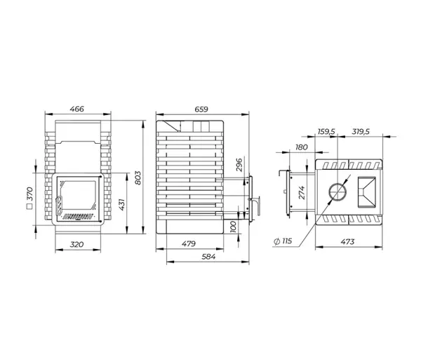 Фото Печь банная "РАДА ТЕРМА 2026" ЗК 8мм 20M, дверца со стеклом в магазине Woodson