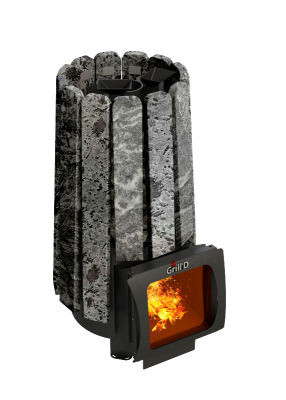 Фото Дровяная банная печь Grill'D Cometa Vega 180 Short Window Max Stone Pro (Серпентинит) в магазине Woodson