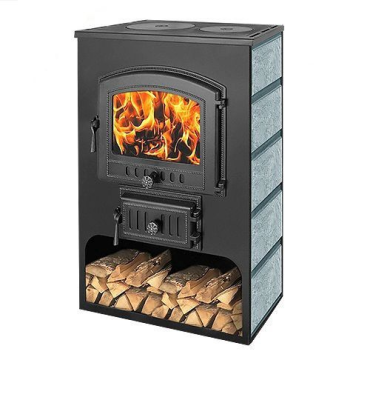 Фото Печь-Камин ВЕЗУВИЙ ПК-03 (224) с плитой "Везувий В3" талькохлорит 12 кВт (200 м3) Ø150мм в магазине Woodson