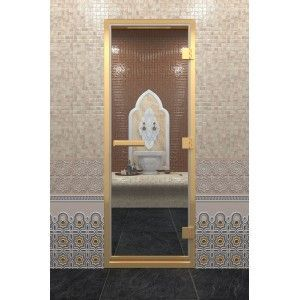 Дверь DoorWood Хамам в золотом профиле "Бронза" 2000*800  Дверь DoorWood Хамам в золотом профиле "Бронза" 2000*800