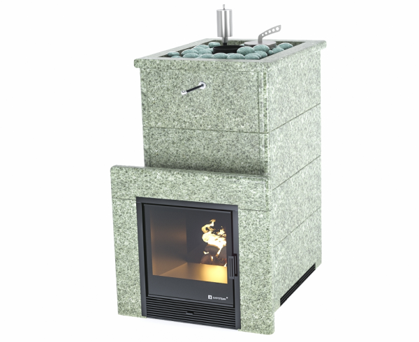Фото Печь "Геленджик" в наборном полноценном кожухе Пироксенит с открытым верхом в магазине Woodson