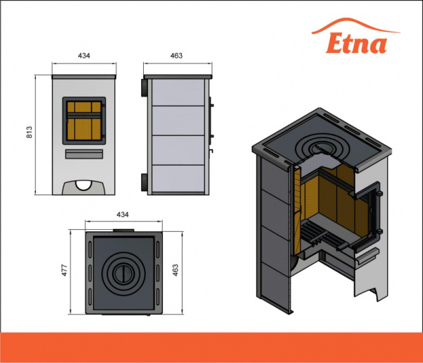 Фото Камин ЭТНА (ДТ-4С) с плитой  Ø115мм в магазине Woodson