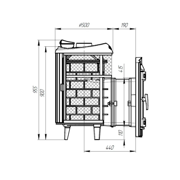 Фото Печь банная "Атмосфера L" комбинированная сетка-ламель "Россо Леванто" в магазине Woodson