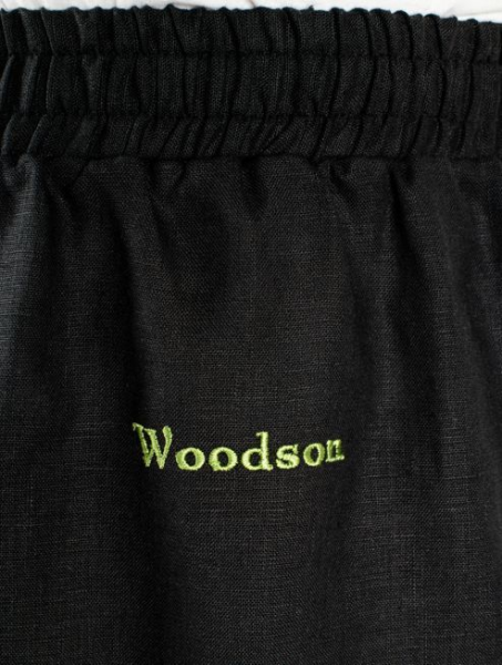 Комплект банщика #1 Woodson, чёрный лён c цветной полосой (46-48)