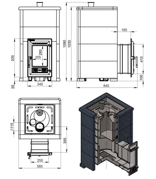 Фото Печь для бани Эверест "Steam Master 24 ЧУГУН" Амфиболит, S-40 в магазине Woodson