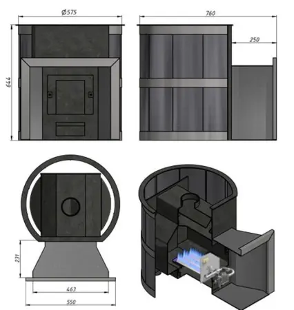 Фото Печь ВЕЗУВИЙ газо-дровяная ЛАВА 18 (ДТ-3) в магазине Woodson