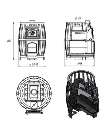 Фото Печь ВЕЗУВИЙ Легенда Русский пар Ковка 18 (270) б/в в магазине Woodson